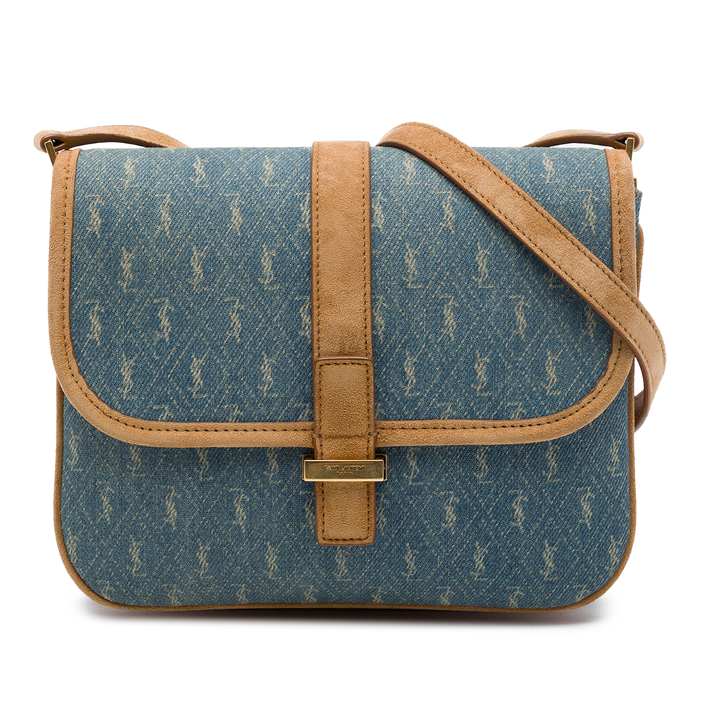 Pre-Loved Saint Laurent Le Monogramme Suede Trimmed Denim Crossbody